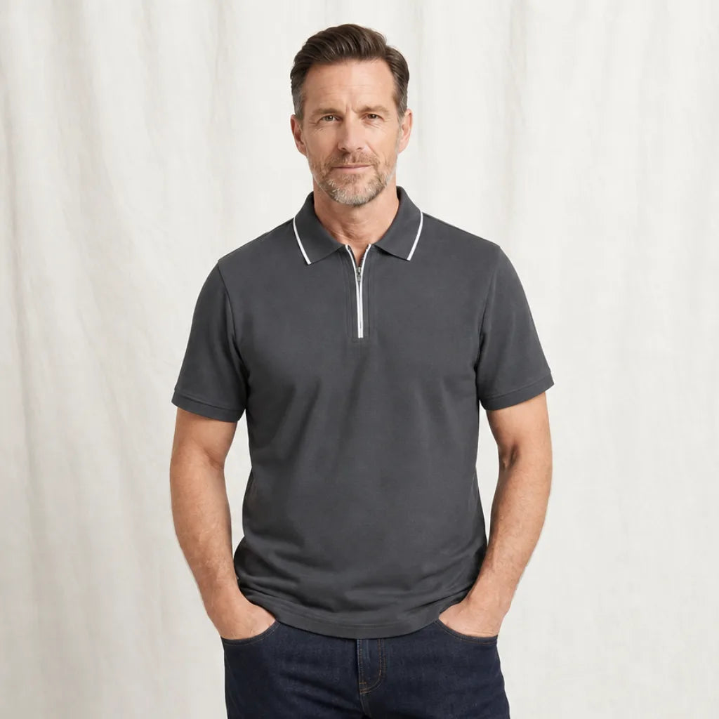 Men's Dudley Silk Quarter-Zip Polo