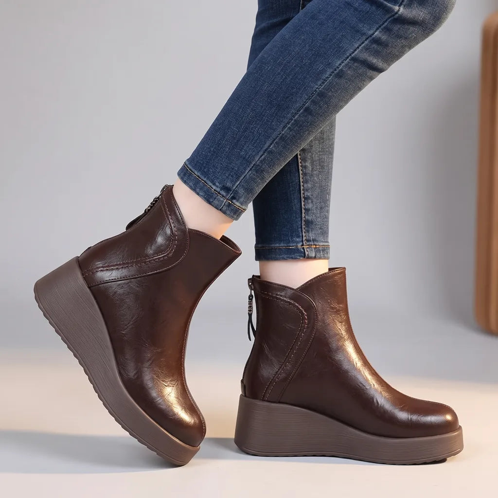 Women's Brown Esme Wedge Ankle Boots