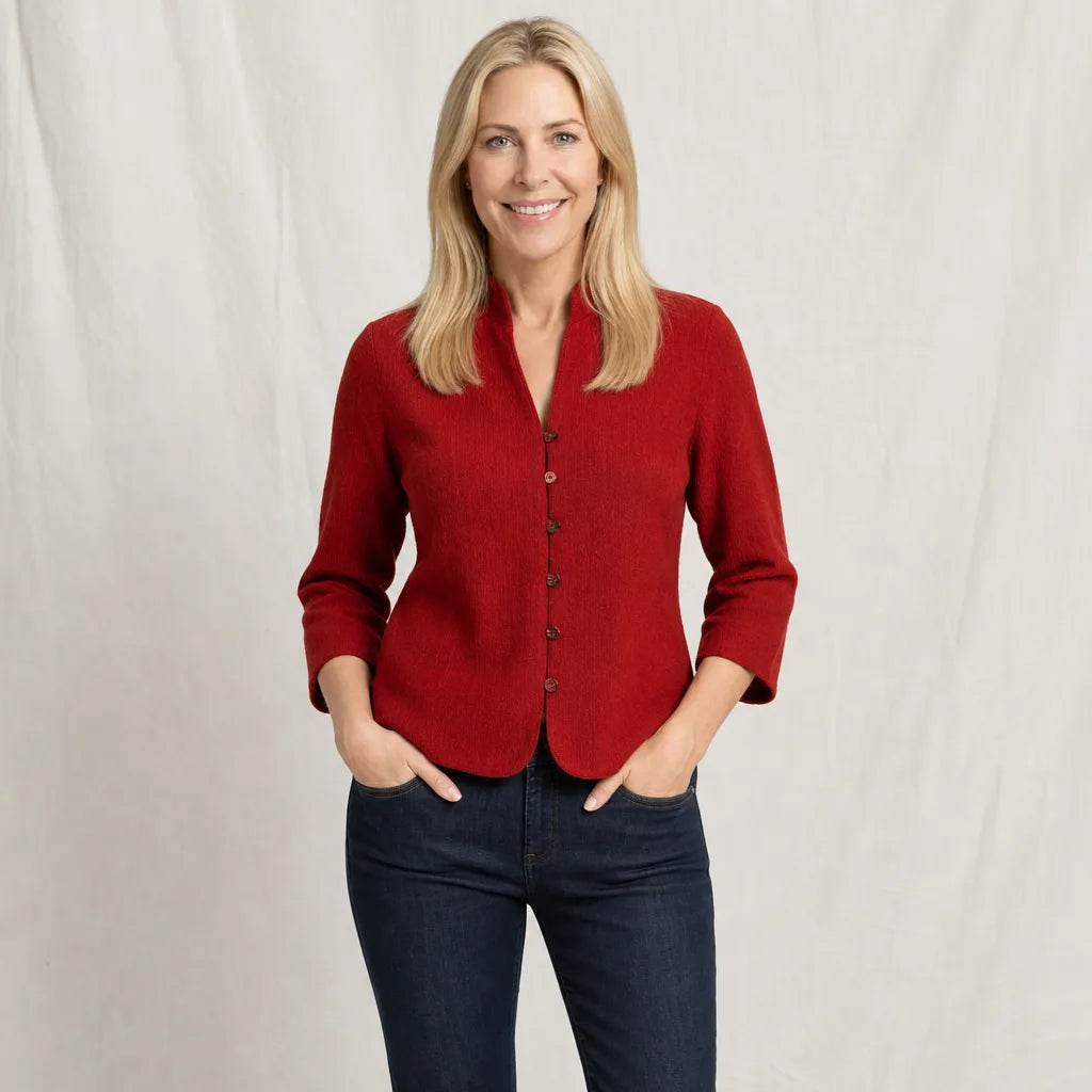 Women's Red Edward Cropped Cotton Jacket