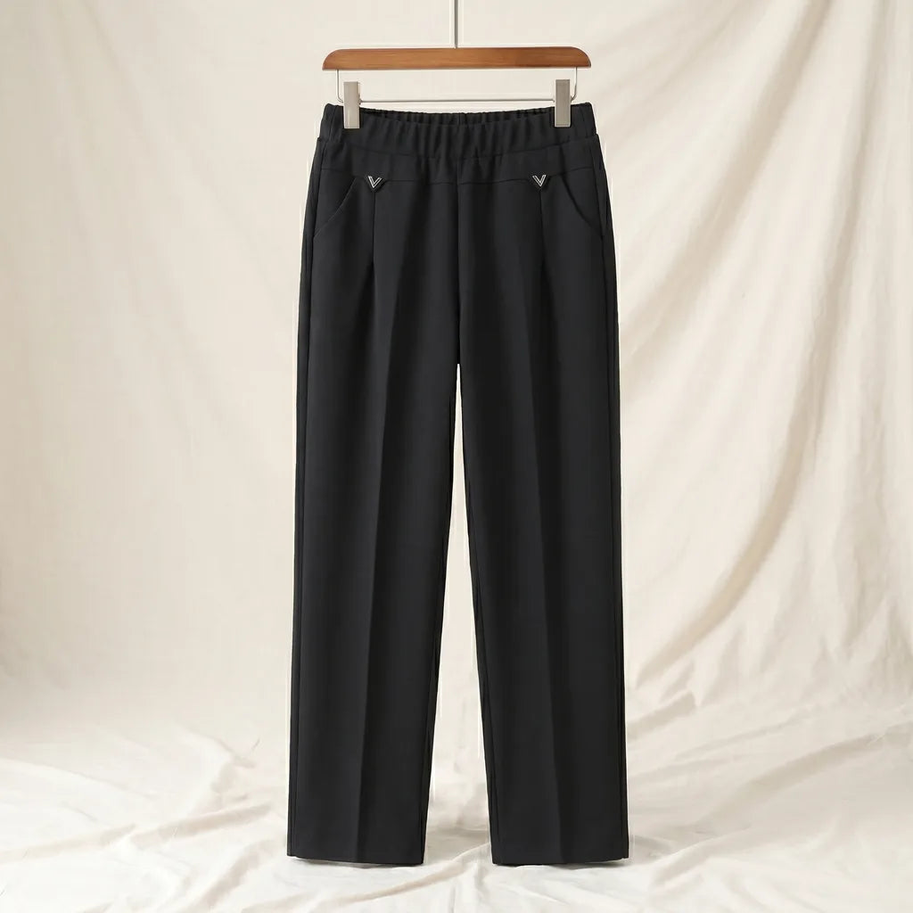 Women's Black Elara High-Rise Straight Trousers