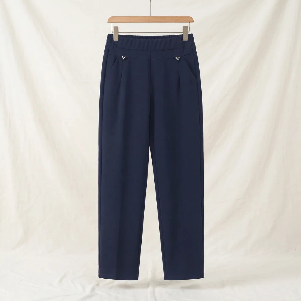 Women's Blue Elara High-Rise Straight Trousers