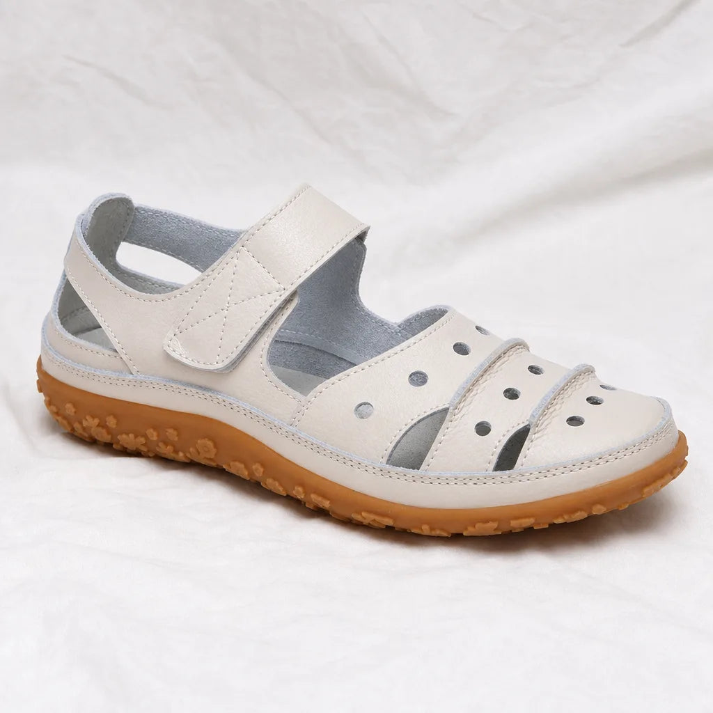 Women's Beige Quentin Leather Cutout Sandals