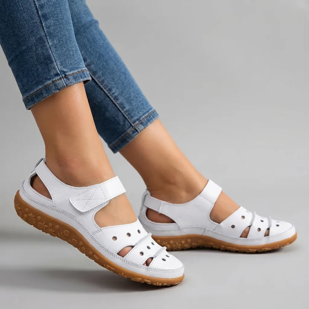 White Quentin Leather Cutout Sandals 4
