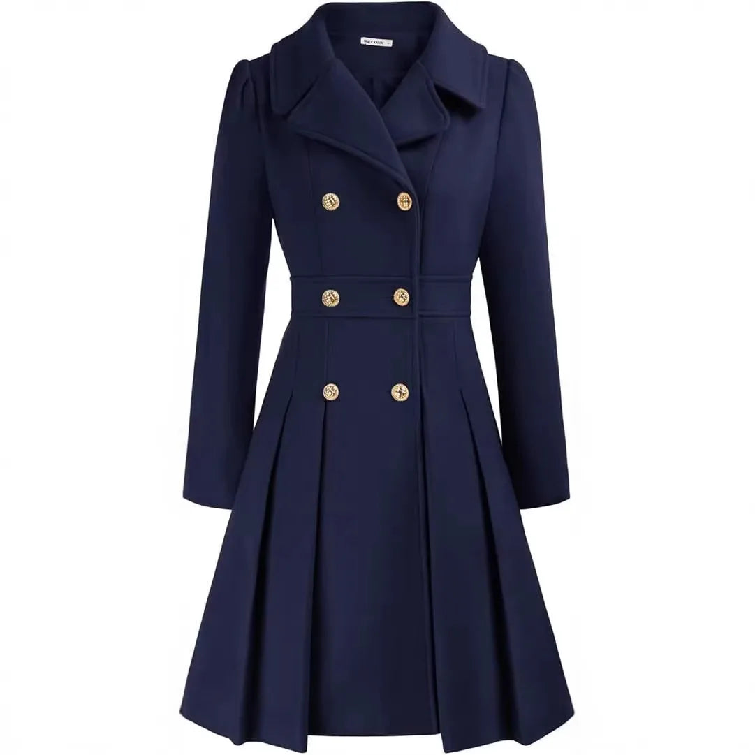 Ellena | Women's Classy Long Sleeve Coat - Navy
