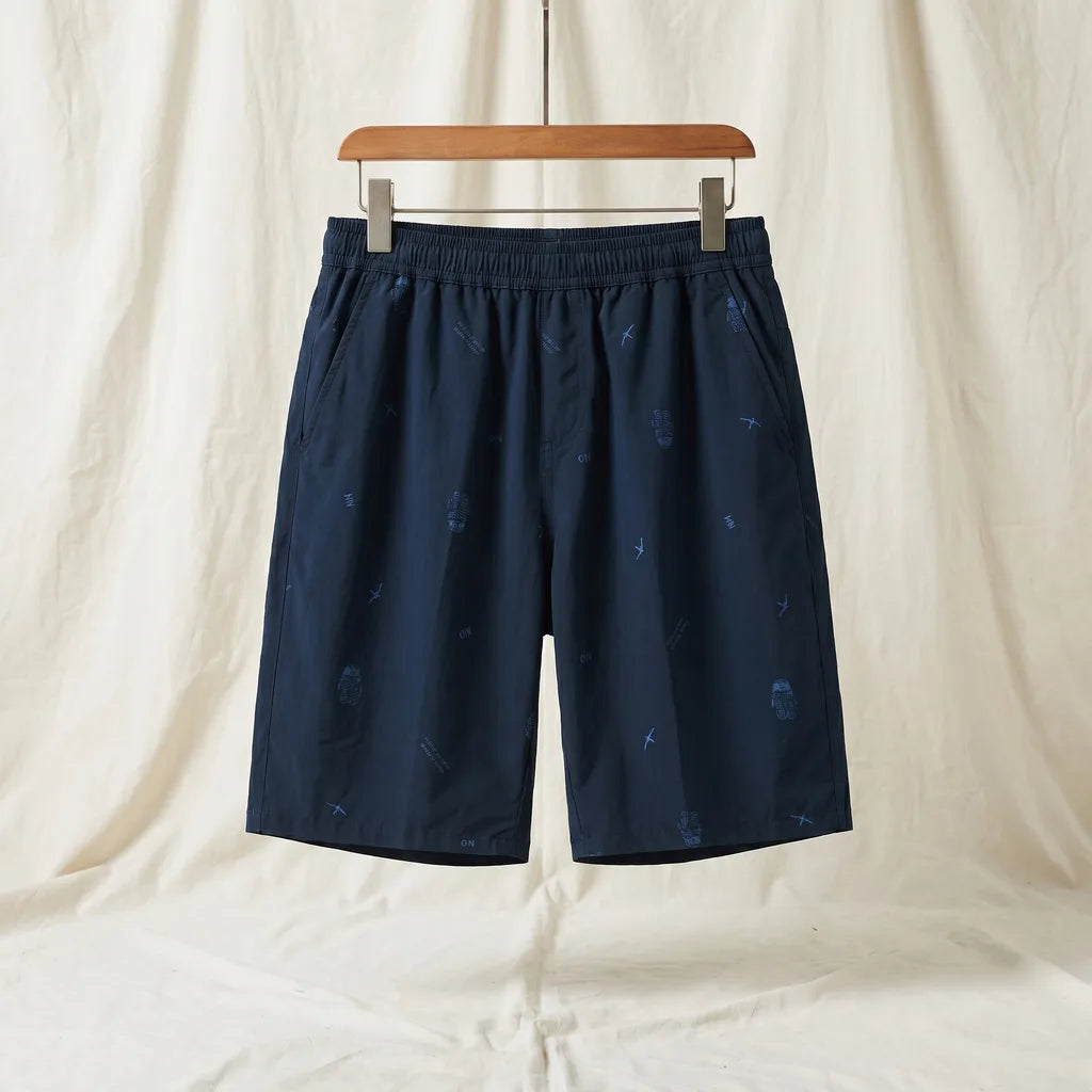 Elmer Cotton Print Shorts - Color:Dark Blue;Size:M