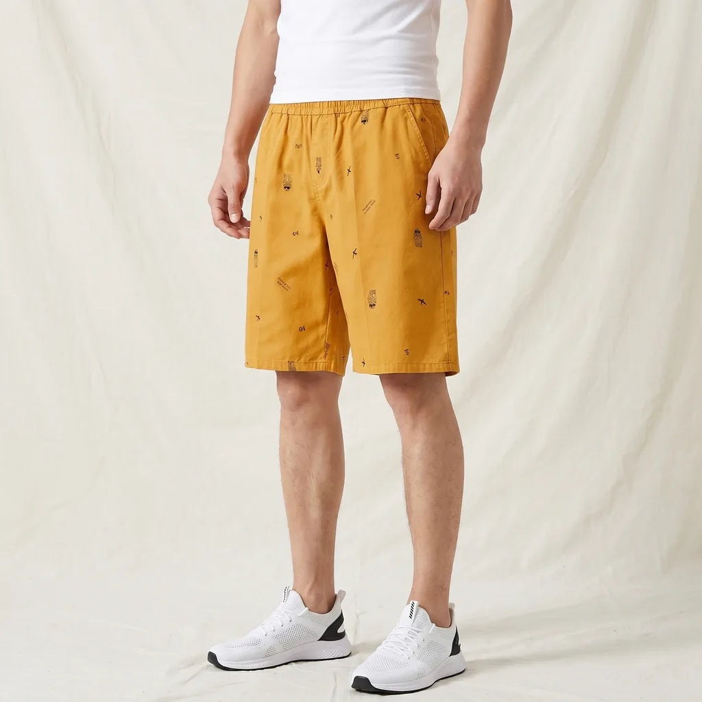 Yellow Emmeline Cotton Print Shorts 1