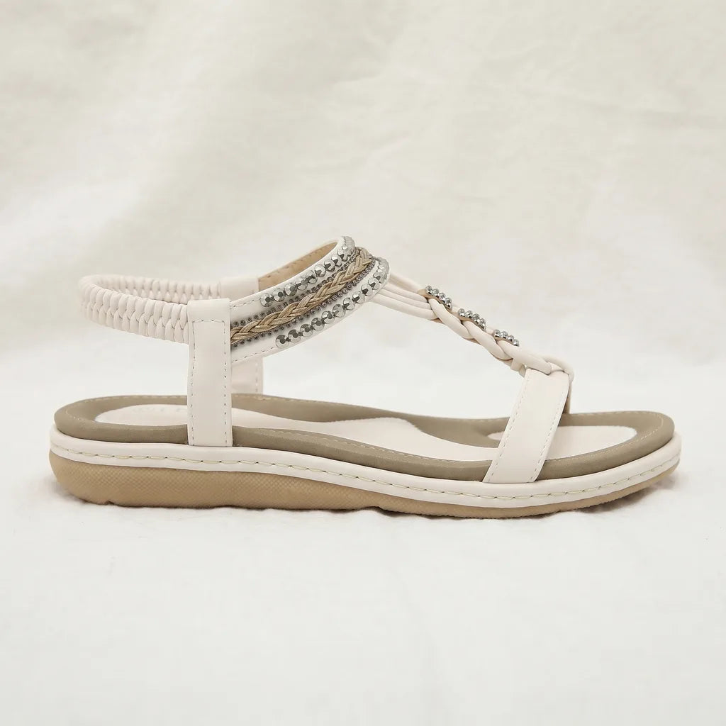 Eloise Embellished Strap Sandals - Color:White;Size:36