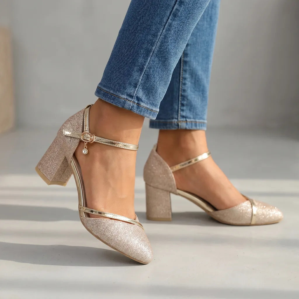 Emelda Square Toe Sandals - Color:Gold;Size:35