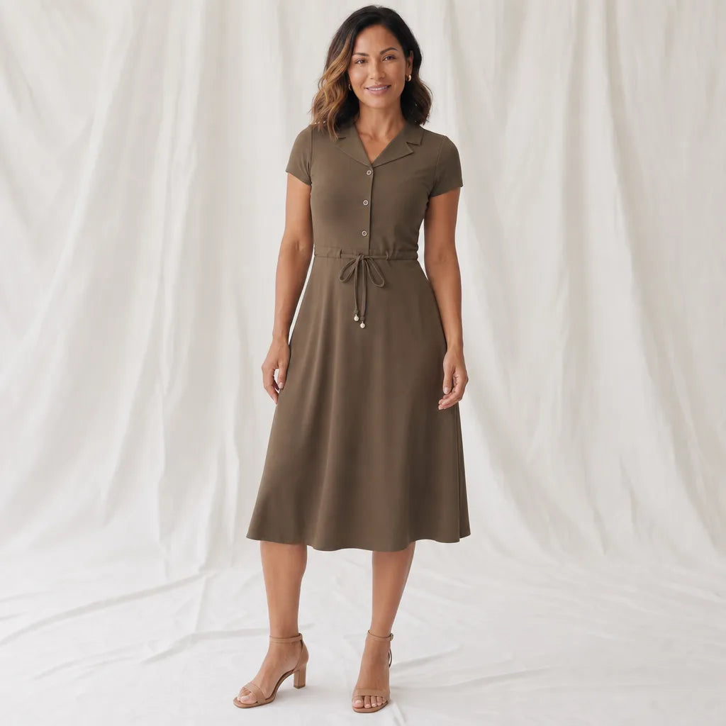 Women's Beige Emery Qipao Midi Dress