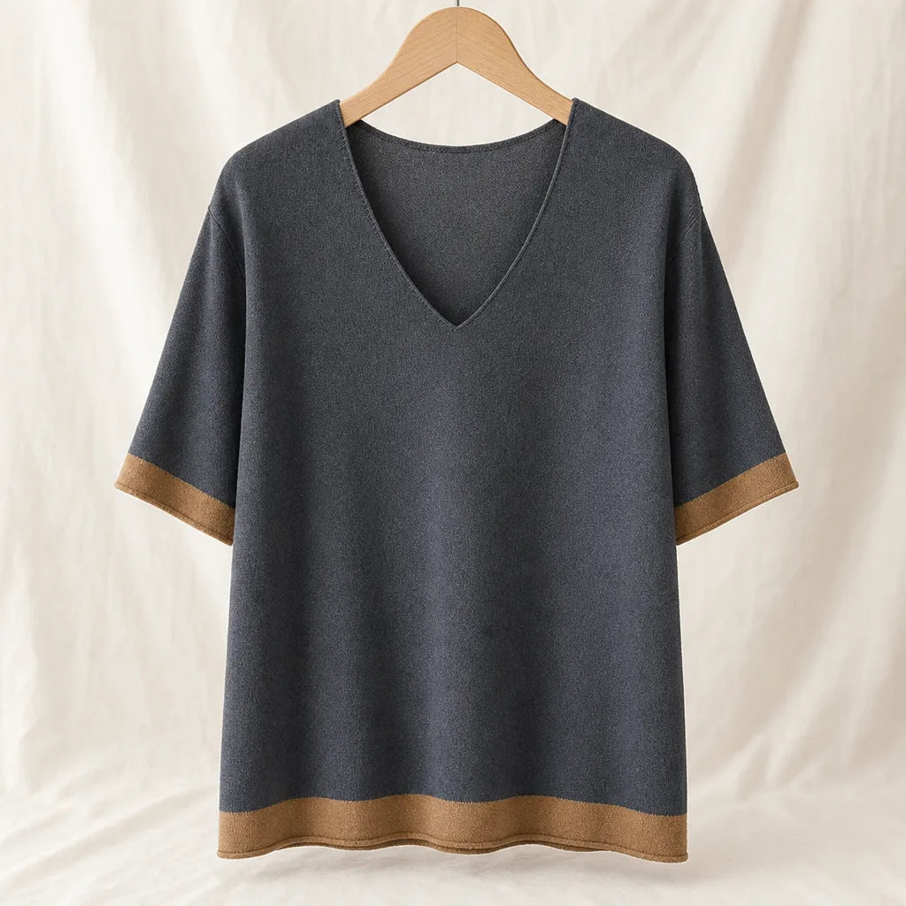 Emmeline Knit Tee - Color:Lake Blue;Size:S