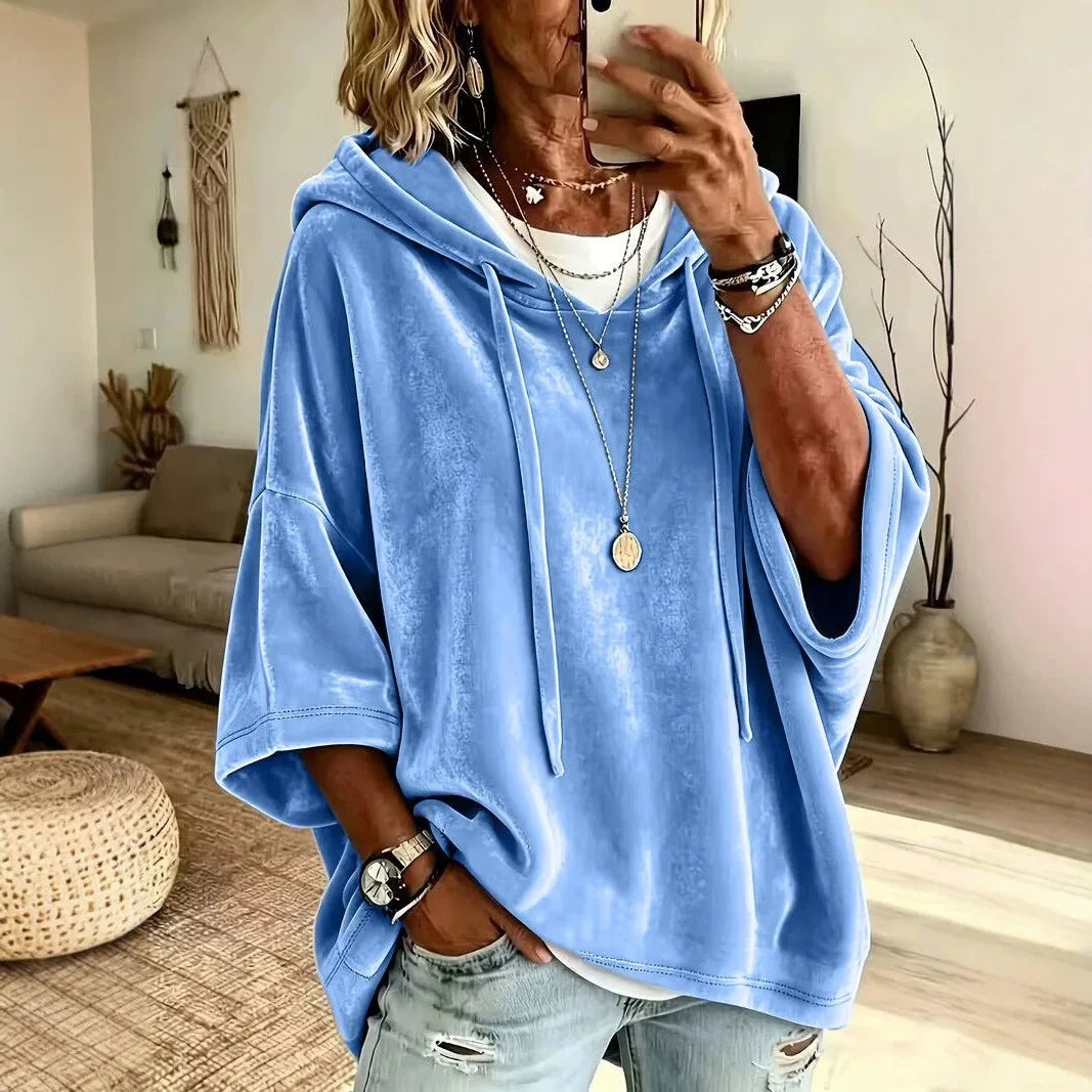 Estella | Women's Velour Hoodie - Size:XS;Color:Blue