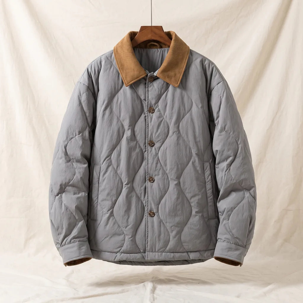 Men's Gray Fairbanks Contrast Collar Puffer Jacket