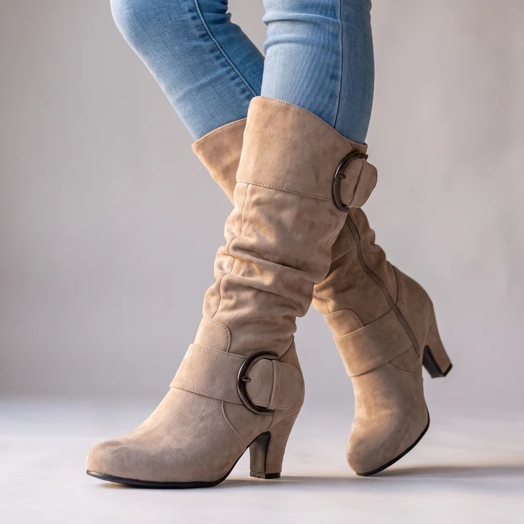 Fatima | Women's Orthopaedic Buckle Boots - Color:Beige;Size:36