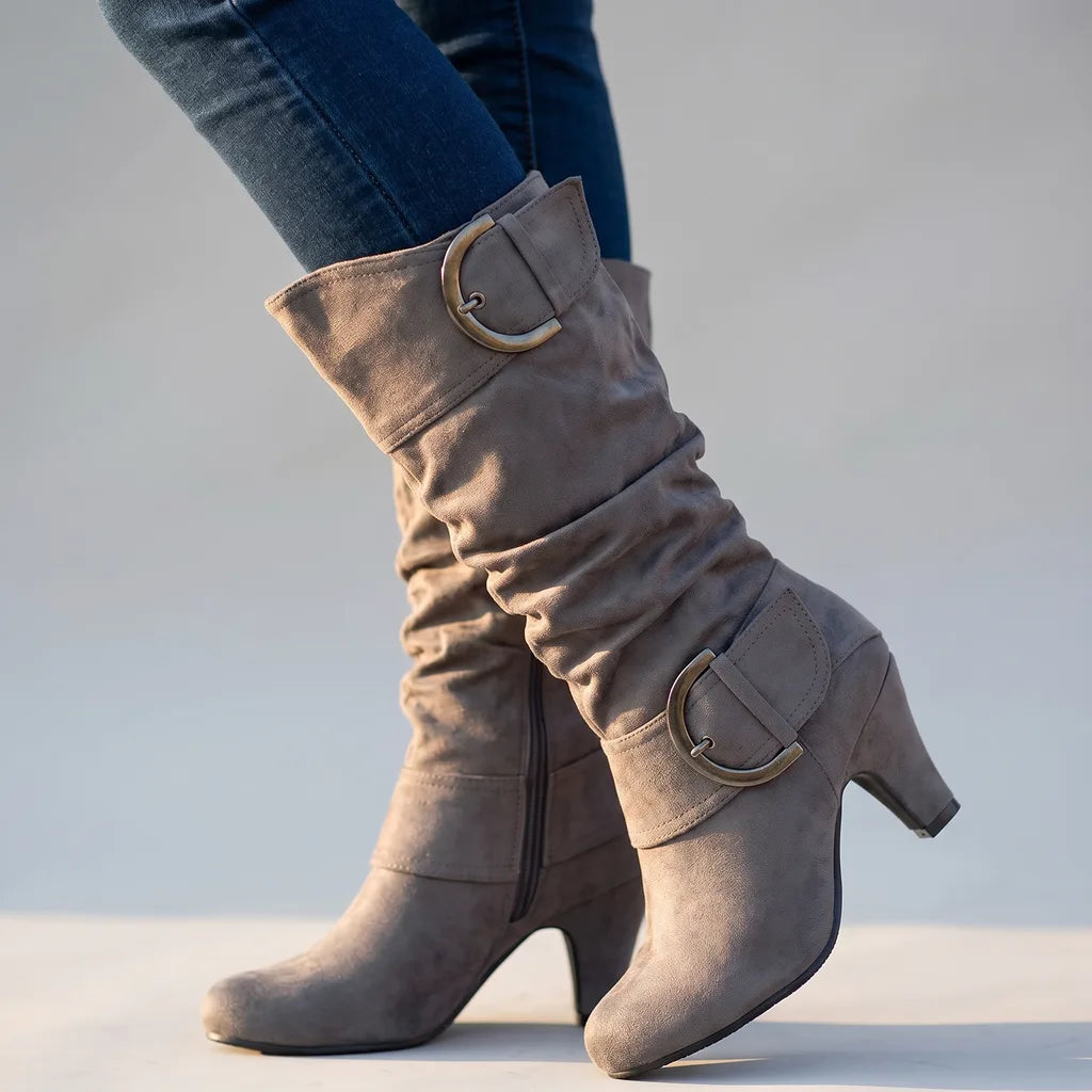 Fatima | Women's Orthopaedic Buckle Boots - Color:Gray;Size:36