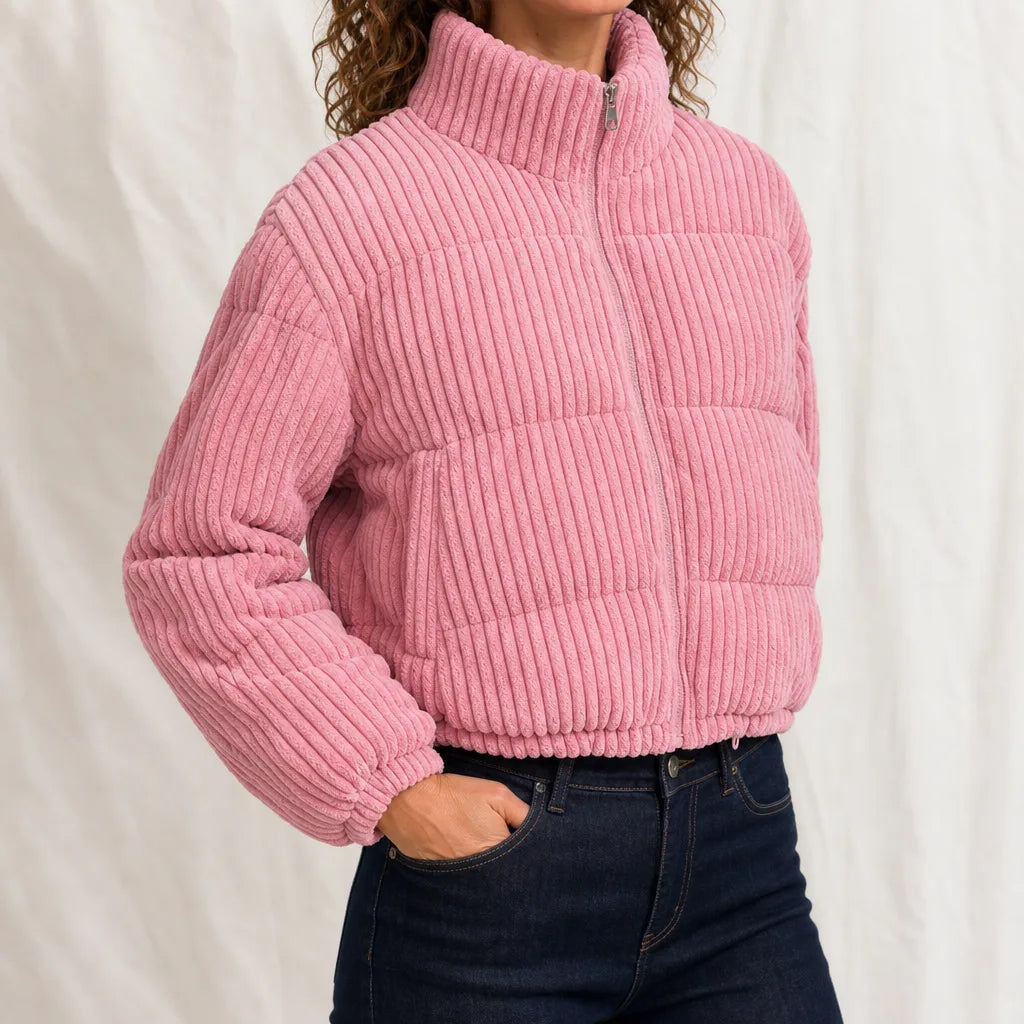 Women's Pink Oliver Corduroy Padded Jacket