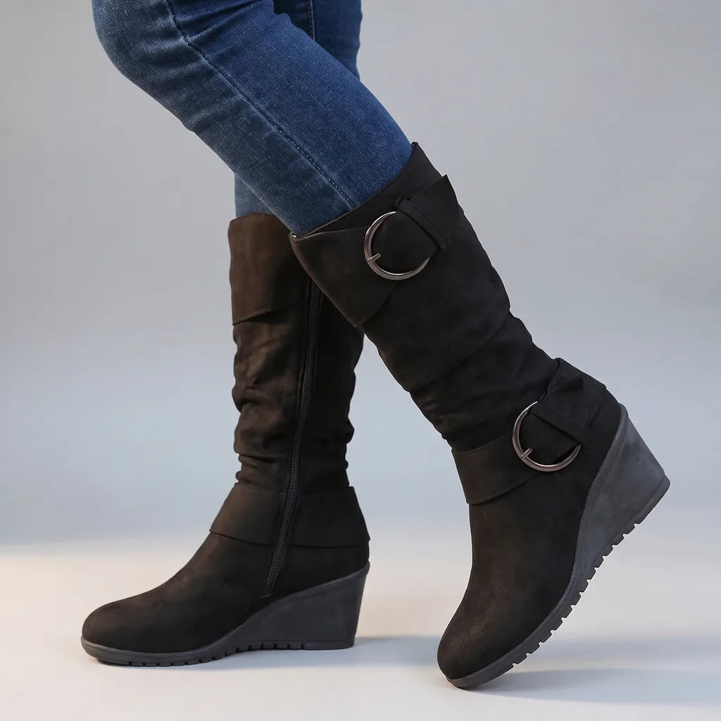 Frances | Women's Orthopaedic Buckle Boots - Color:Black;Size:36