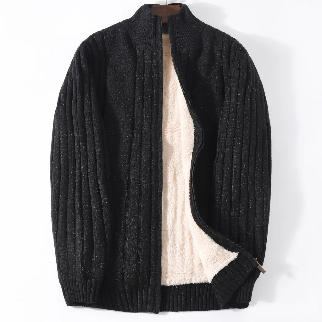 Fremont | Men's Fleece-Lined Knitted Cardigan - Color:Flower Black;Size:XS