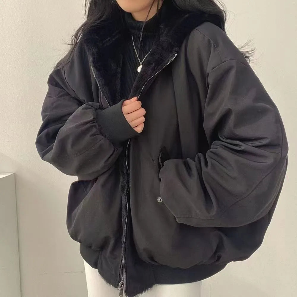 Freya | Women's Fleece-Lined Winter Jacket - Color:Black;Size:S