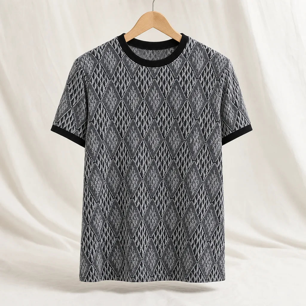 Garland Mesh Knit T-Shirt - Color:Silver;Size:S