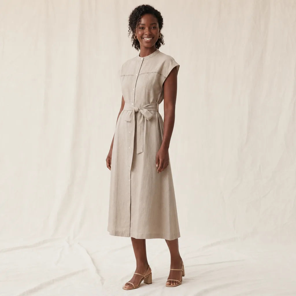 Women's Khaki Houghton Linen Shirt Dress