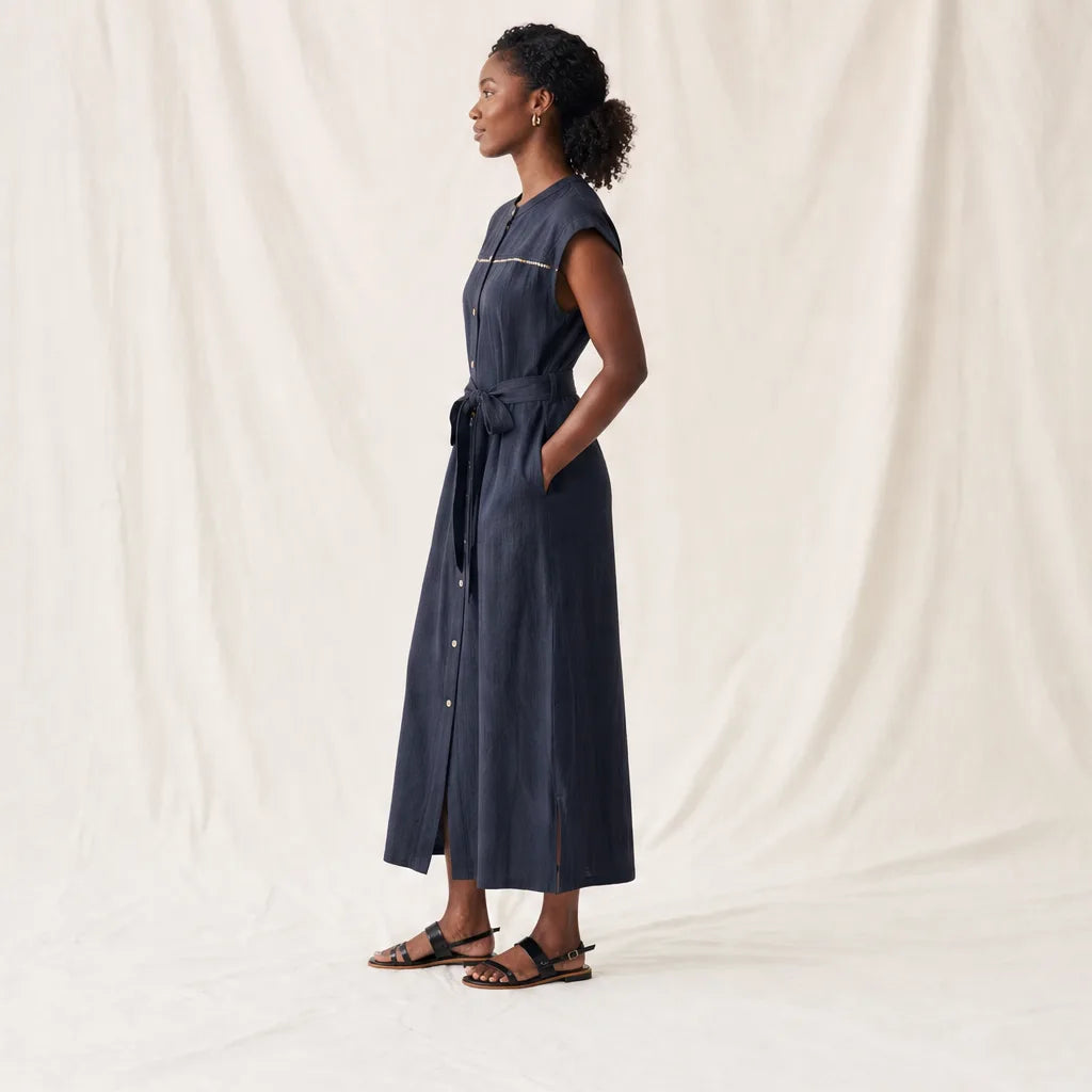 Women's Black Houghton Linen Shirt Dress