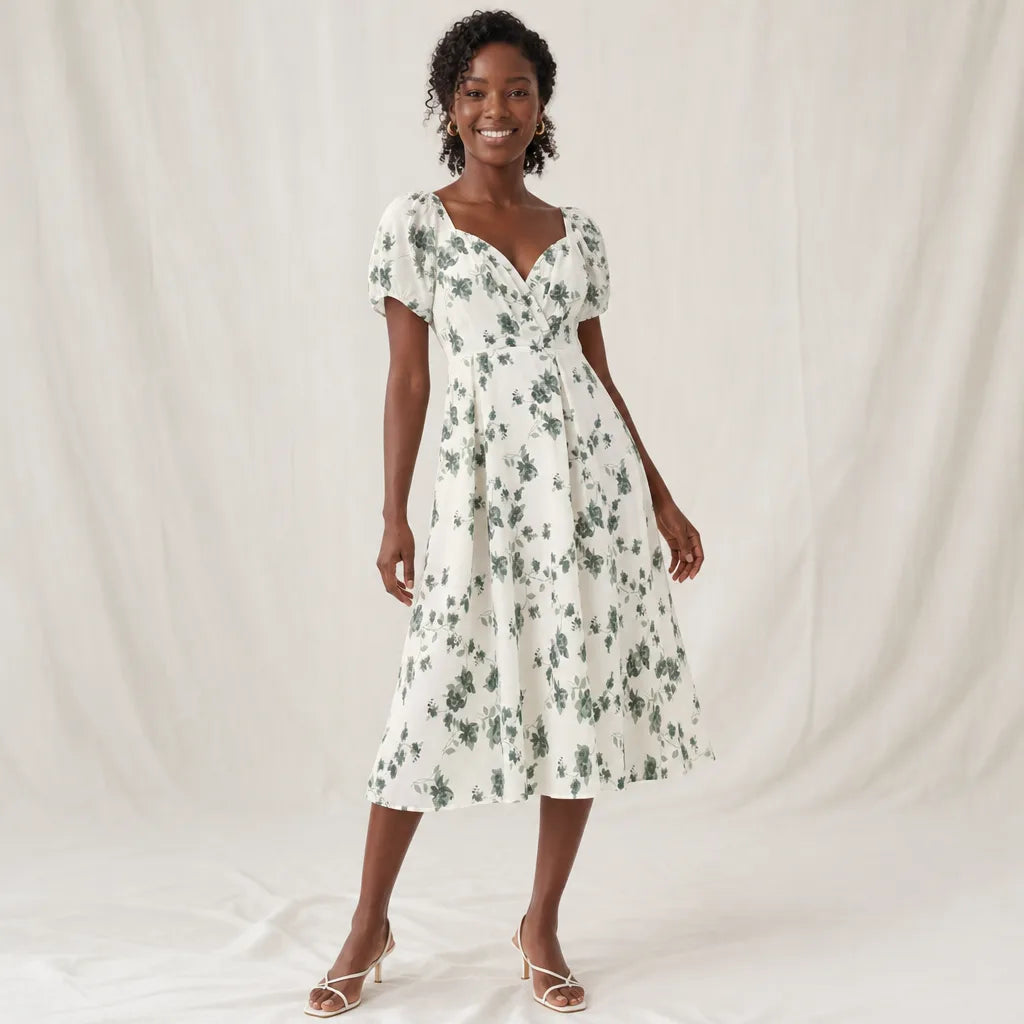 Women's Dark Green Floral Gorham Floral Chiffon Maxi Dress