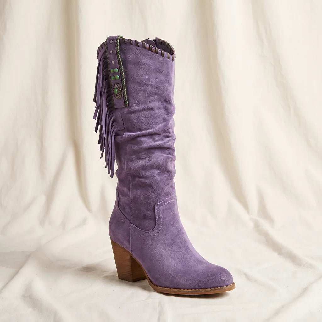 Women's Purple Whalen Fringe Tall Boots