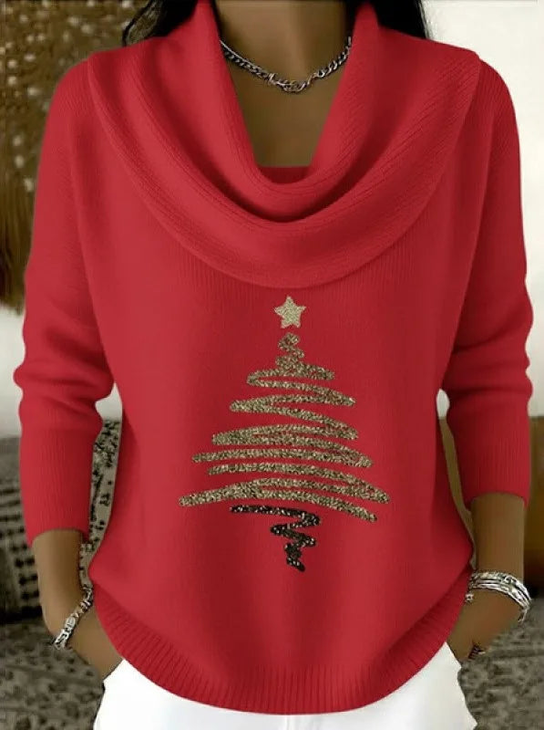 Grace | Women's Christmas Cowl Neck Jumper - Size:XS;Color:Red
