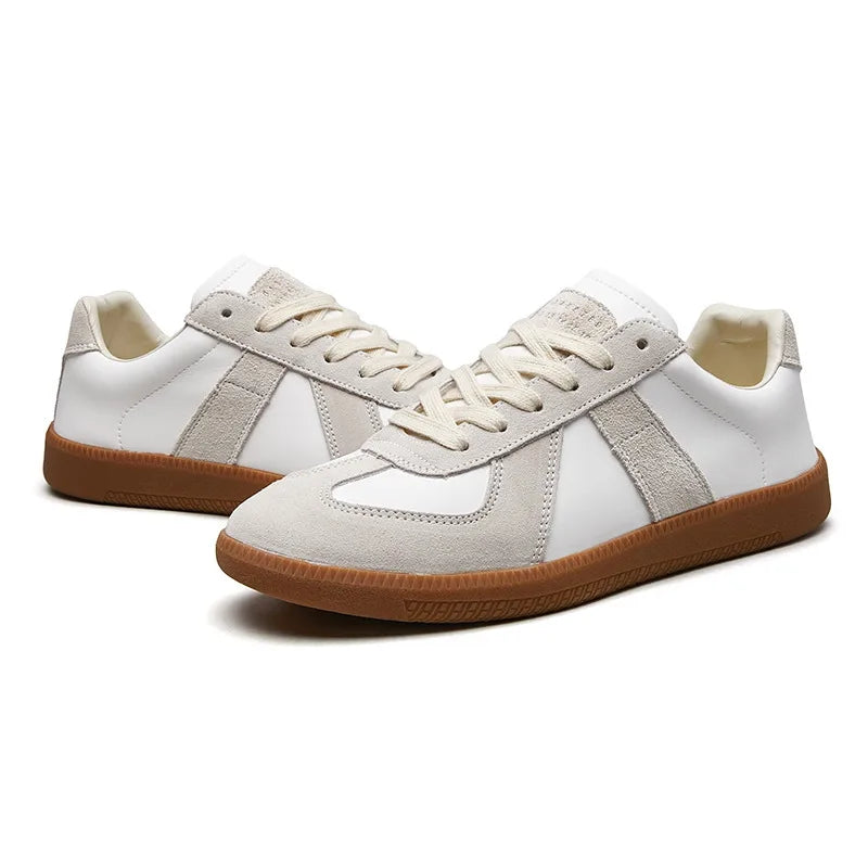 Granger | Men's Leather Lace-Up Trainers - Color:White;Size:38