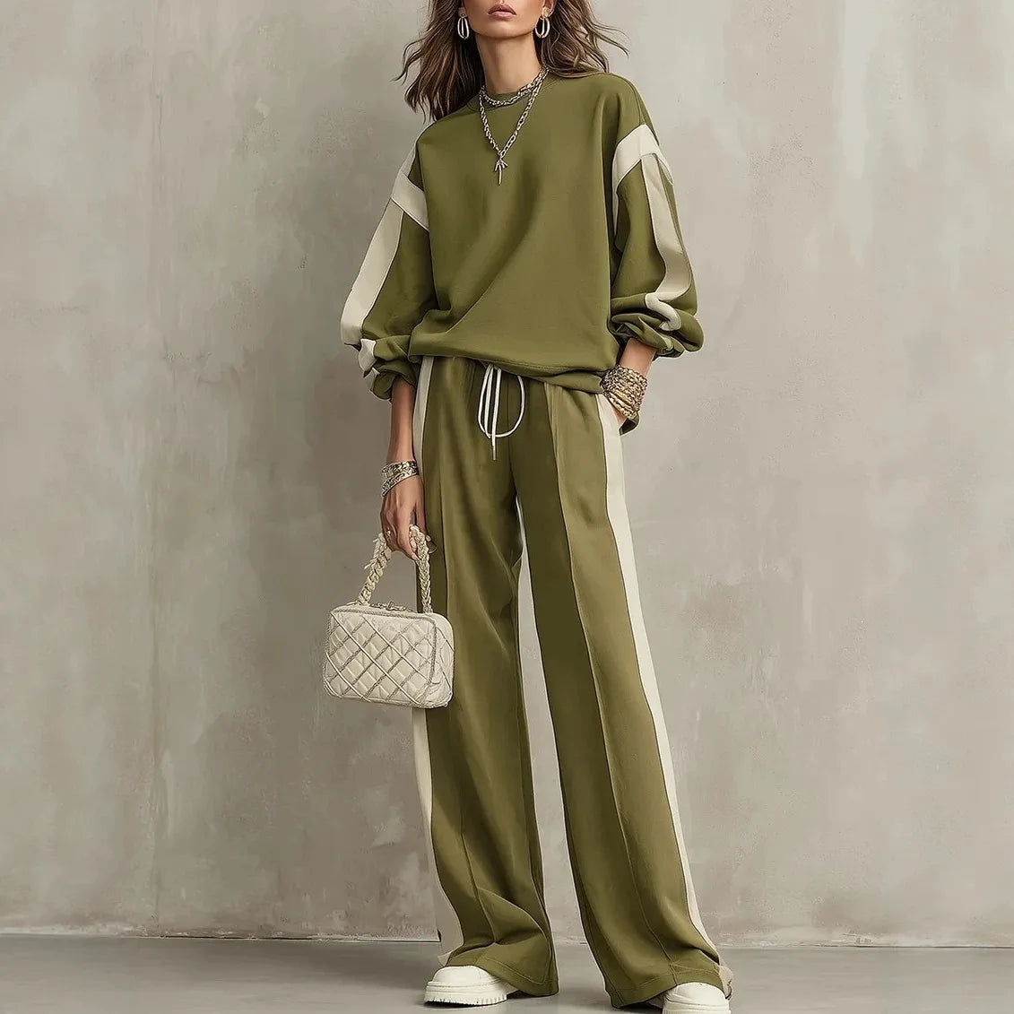 Hadley | Women's 2 Piece Tracksuit - Color:Olive Green;Size:XXS