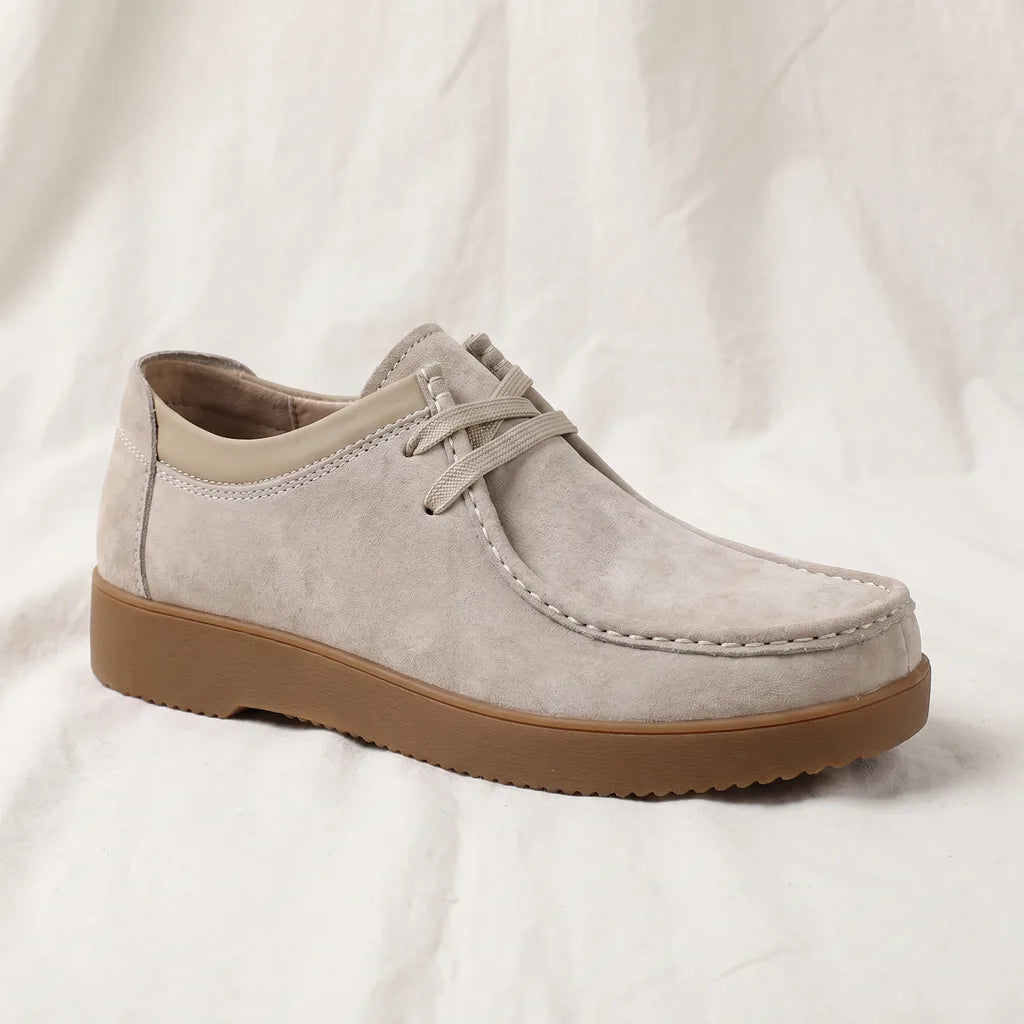 Men's Beige Hugh Leather Low Top Sneakers