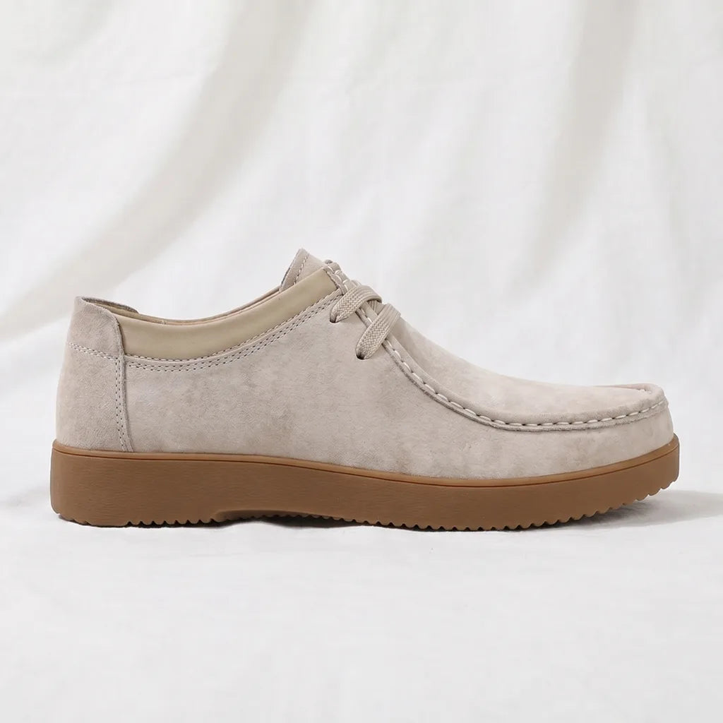 Men's Beige Hugh Leather Low Top Sneakers