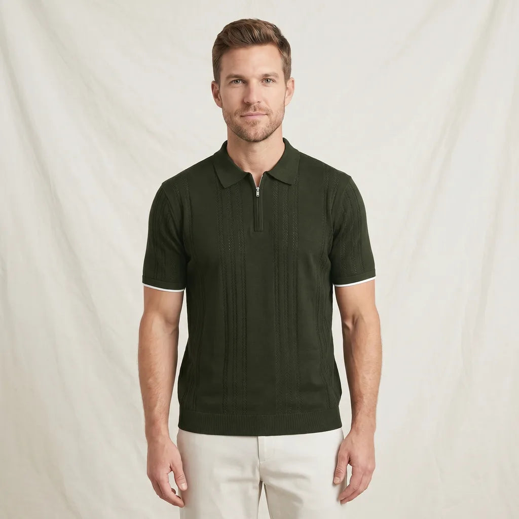 Green Hancock Knit Polo Shirt 3