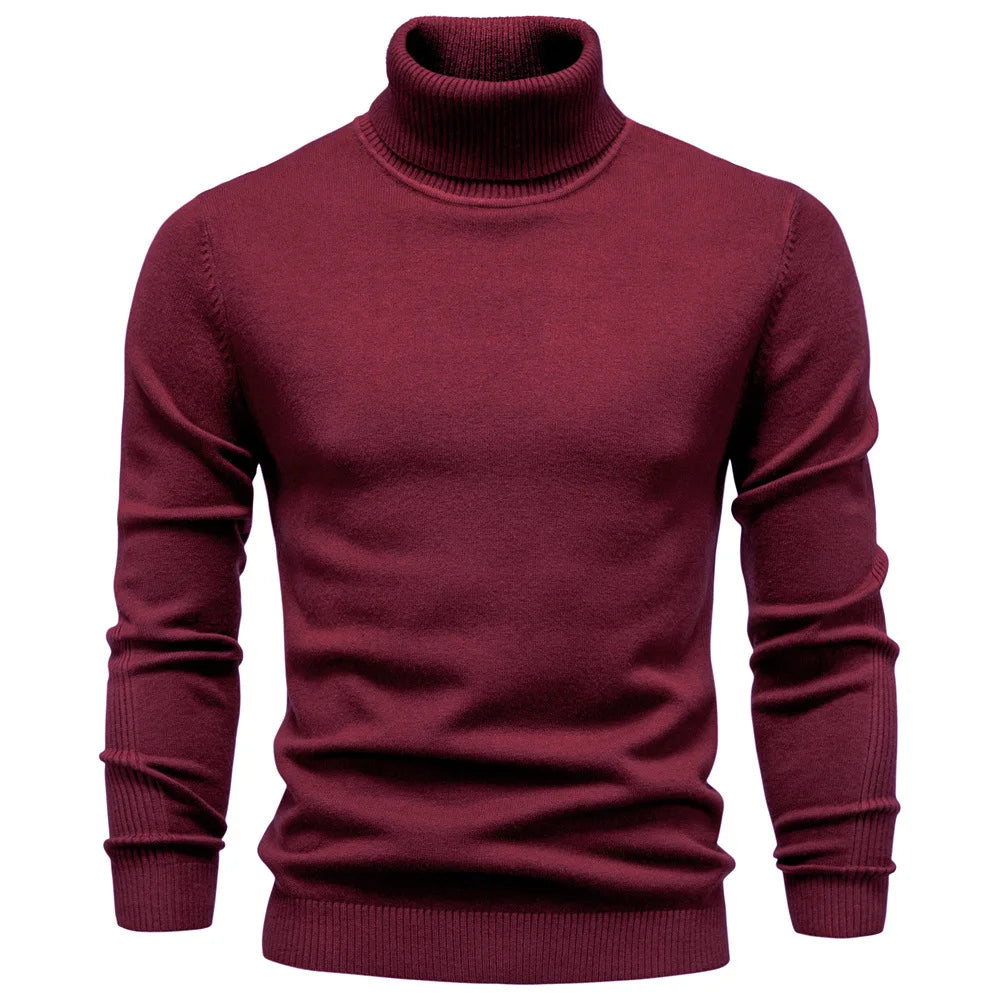 Haywood | Men's Turtleneck Knit Jumper - Size:S;Color:Burgundy