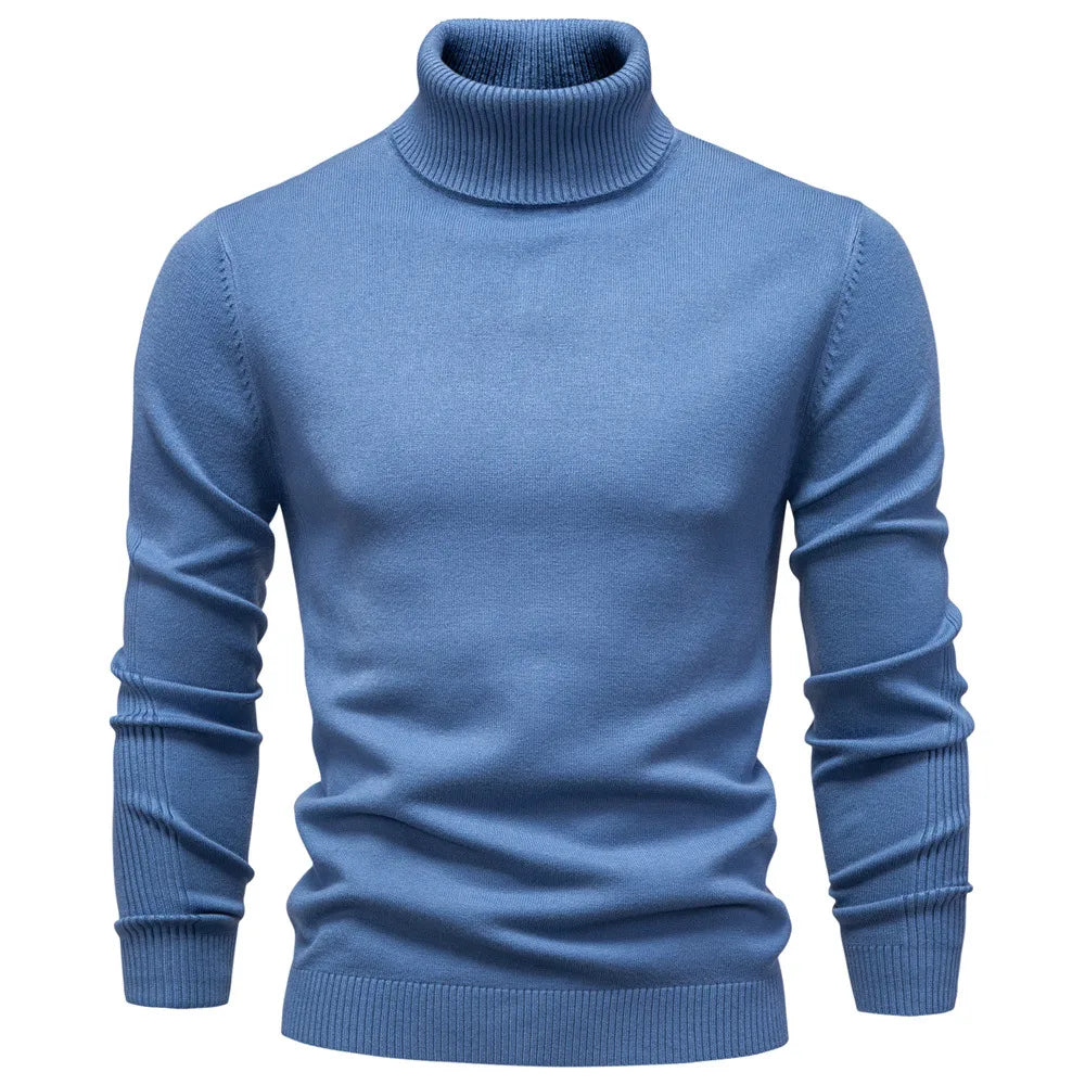 Haywood | Men's Turtleneck Knit Jumper - Size:S;Color:Fog Blue