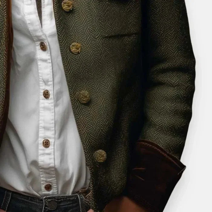 Women's Herringbone Tweed Quilted Jacket2.webp