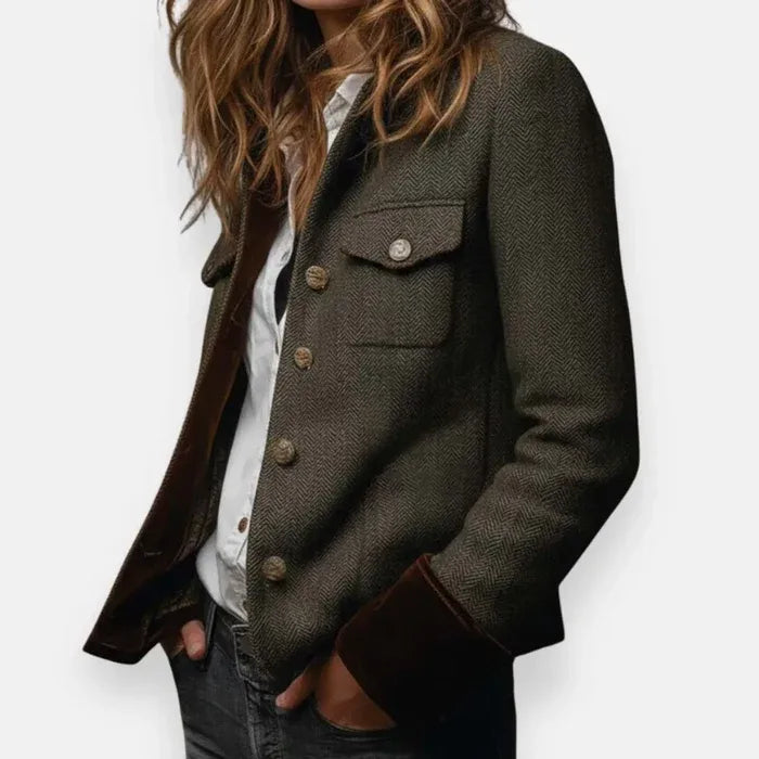 Women's Herringbone Tweed Quilted Jacket3.webp