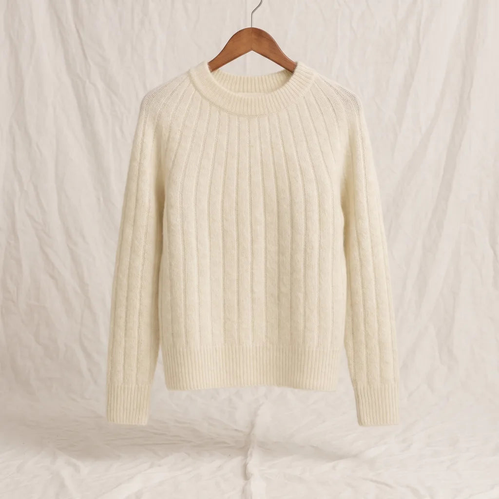 Ines | Women's Knitted Jumper - Color:Beige;Size:XS