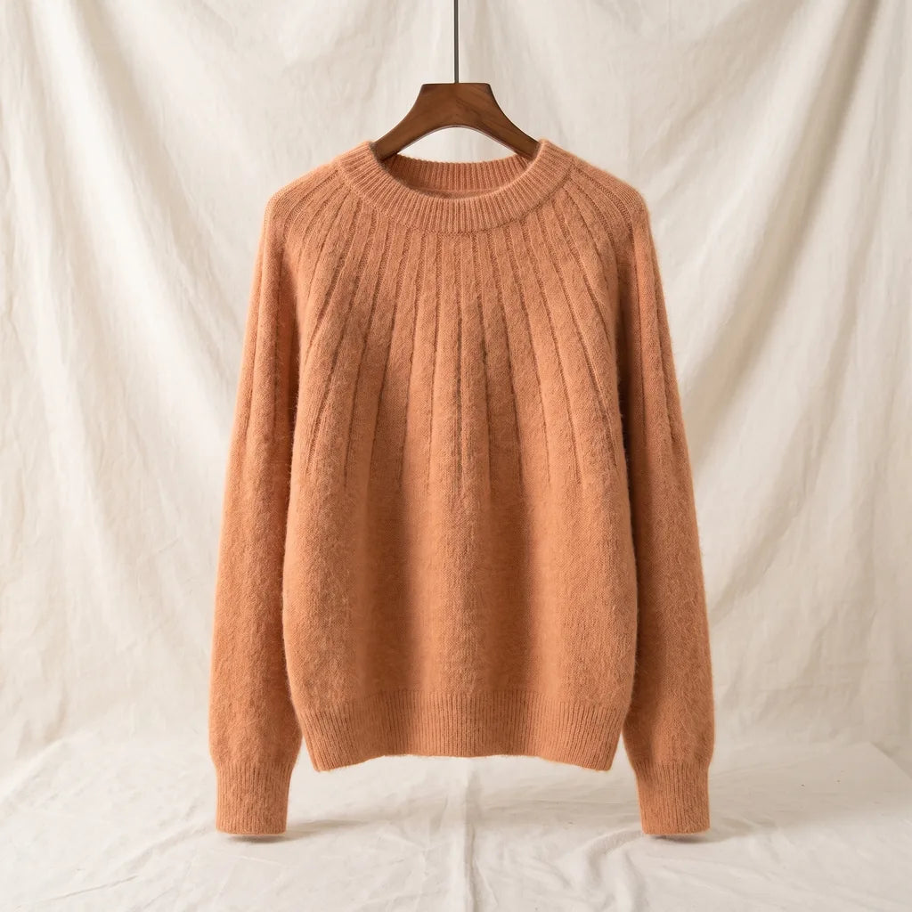 Ines | Women's Knitted Jumper - Color:Orange;Size:XS