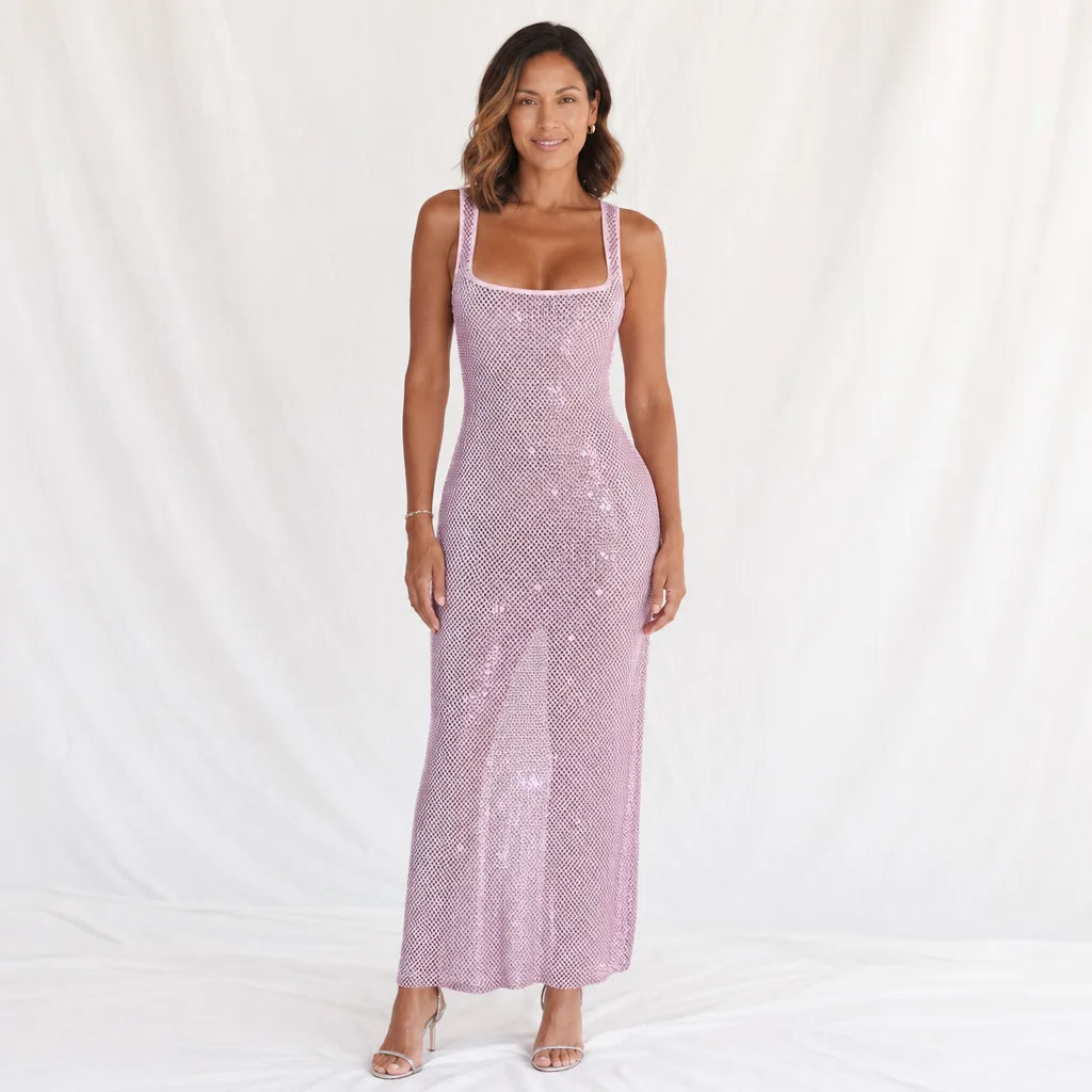 Iris | Women's Sequin Dress - Color:Pink;Size:XS