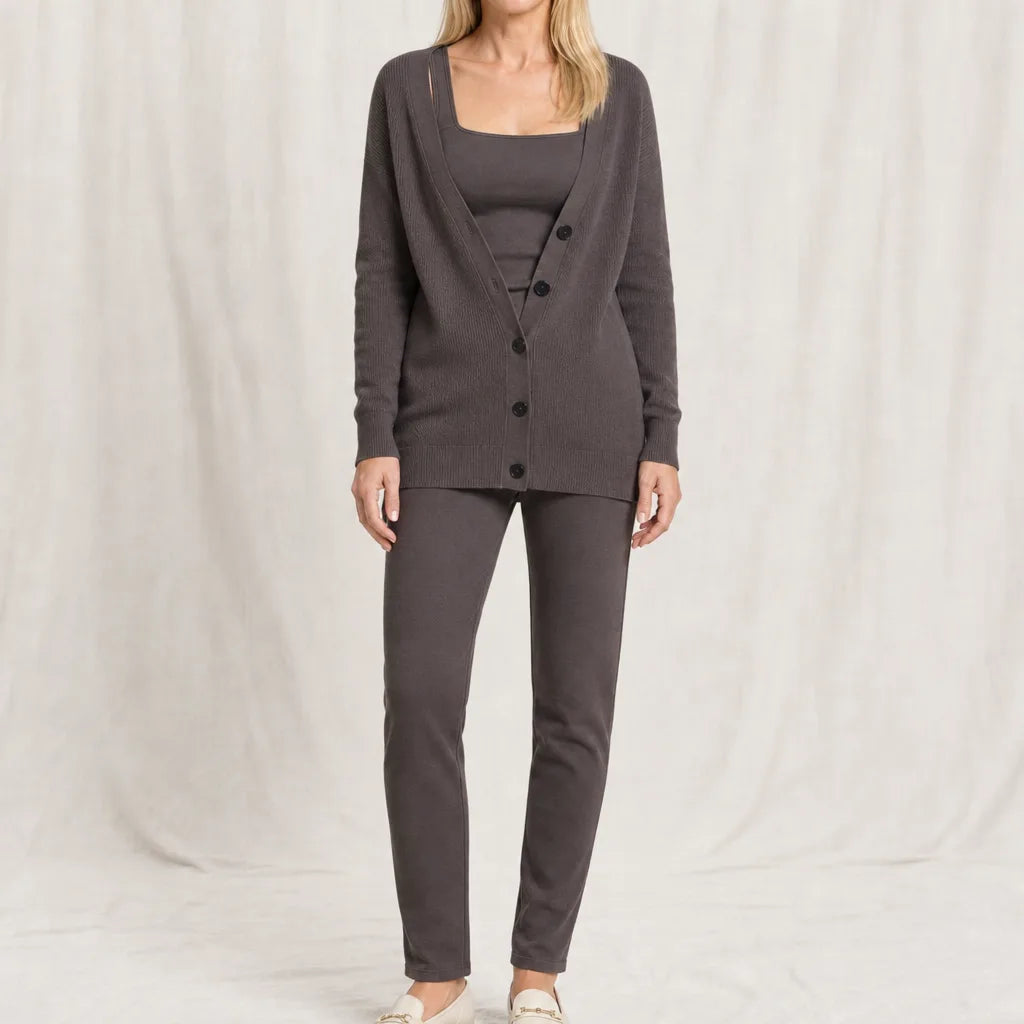 Isabella Three Piece Knit Set - Color:Brown;Size:XS