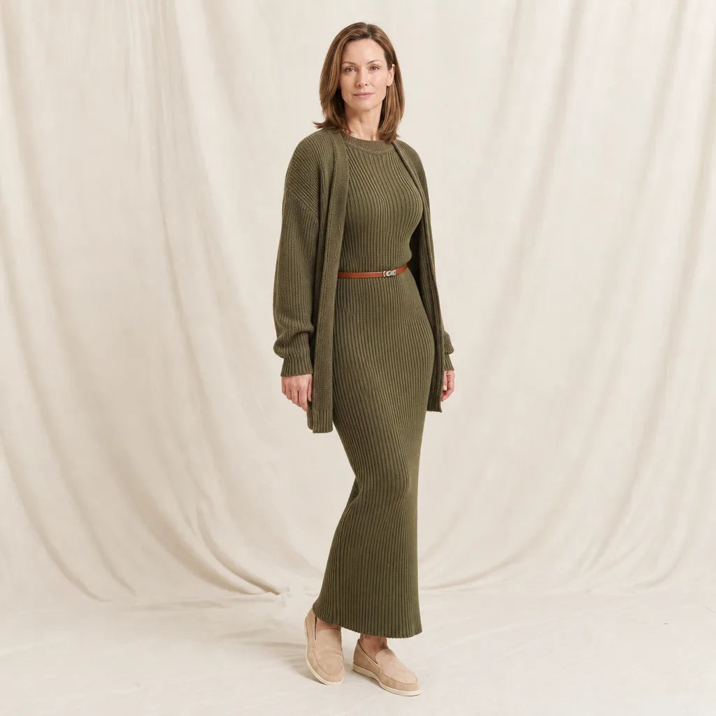 Women's Green Holloway Knit Skirt Set