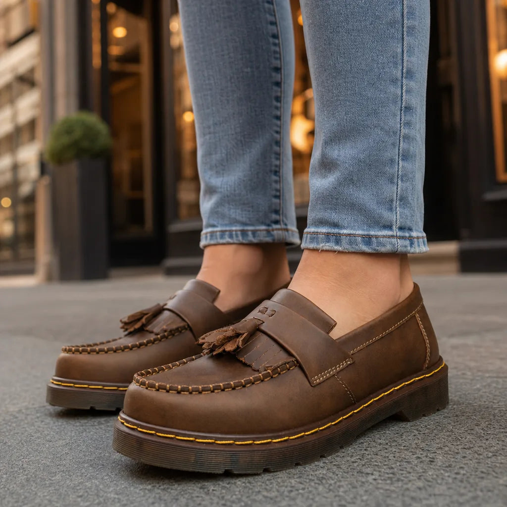 Jane | Women's Leather Orthopedic Loafers (Copy) - Color:Brown;Size:35