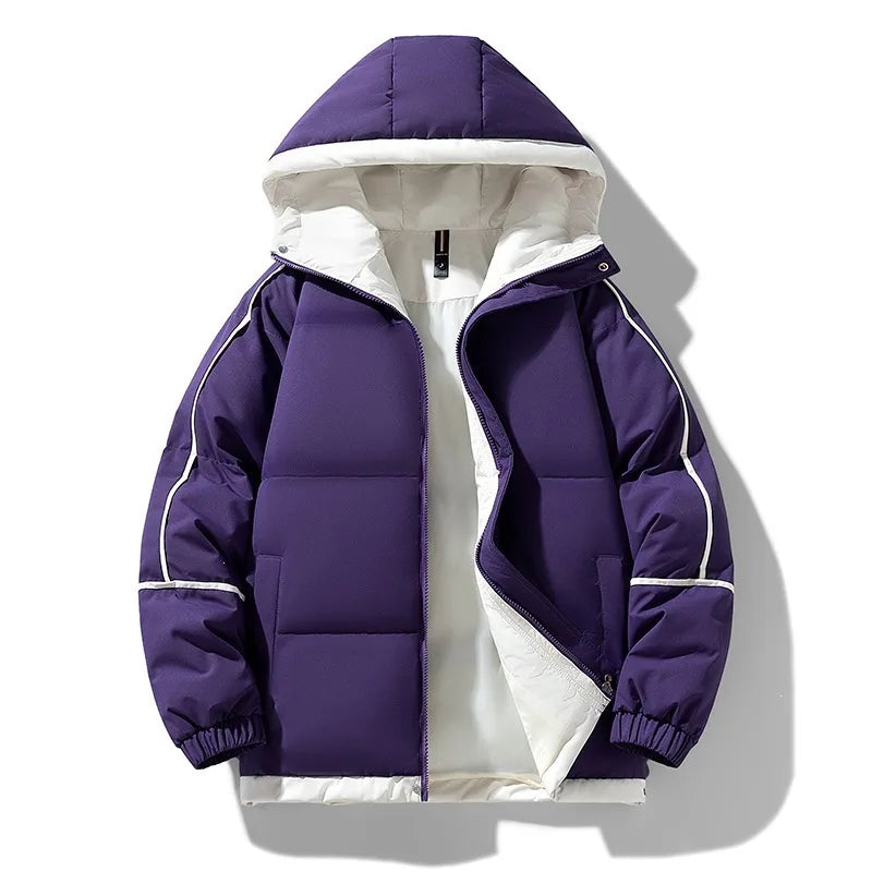 Jefferson | Men's Hooded Padded Winter Jacket - Color:Purple;Size:XS