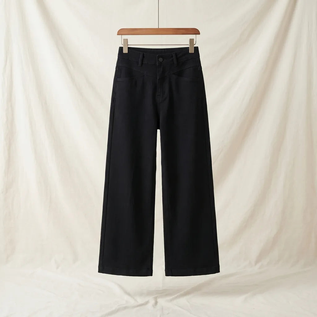 Jenny Cotton Wide-Leg Jeans - Color:Black;Size:S
