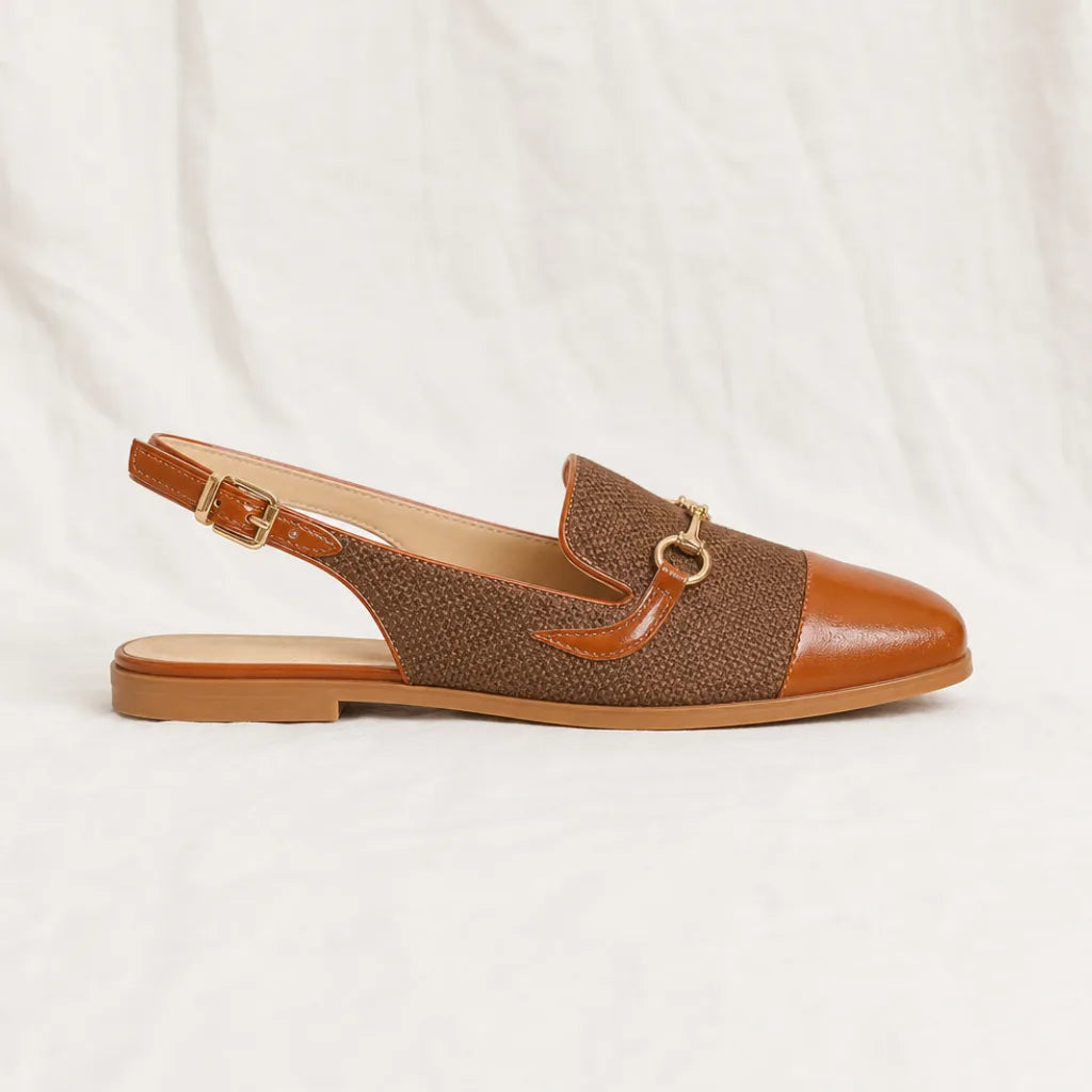 Jessa Canvas Slingback Flats - Color:Dark Brown;Size:35