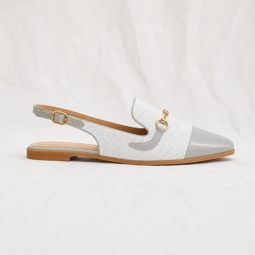 Jessa Canvas Slingback Flats - Color:Light Gray;Size:35