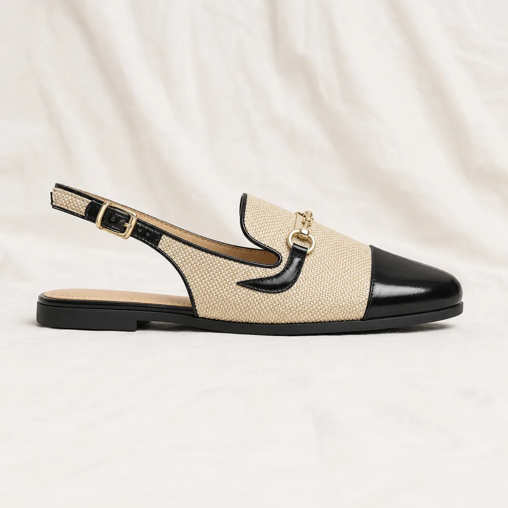 Solid Black Jessa Canvas Slingback Flats 2