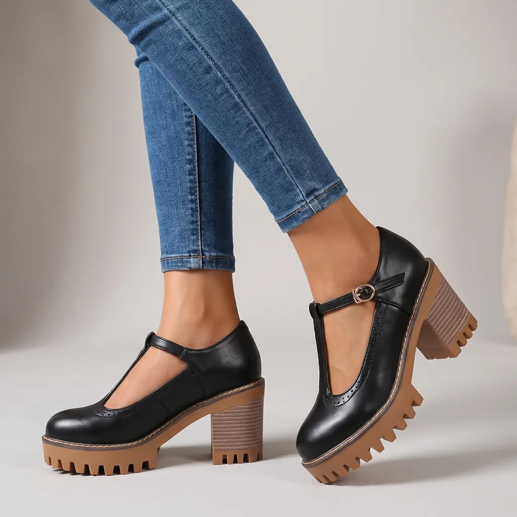 Joyce | Women's Mary Jane Heels - Color:Black;Size:35