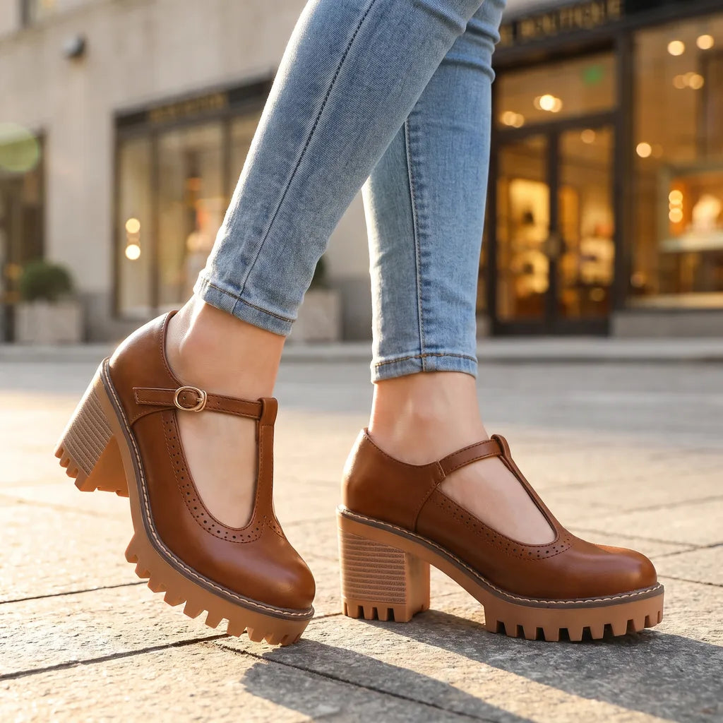 Women's Brown Lucas Platform Mary Janes